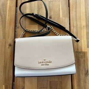 Kate Spade Cream and White Crossbody Bag with Gold Accents
